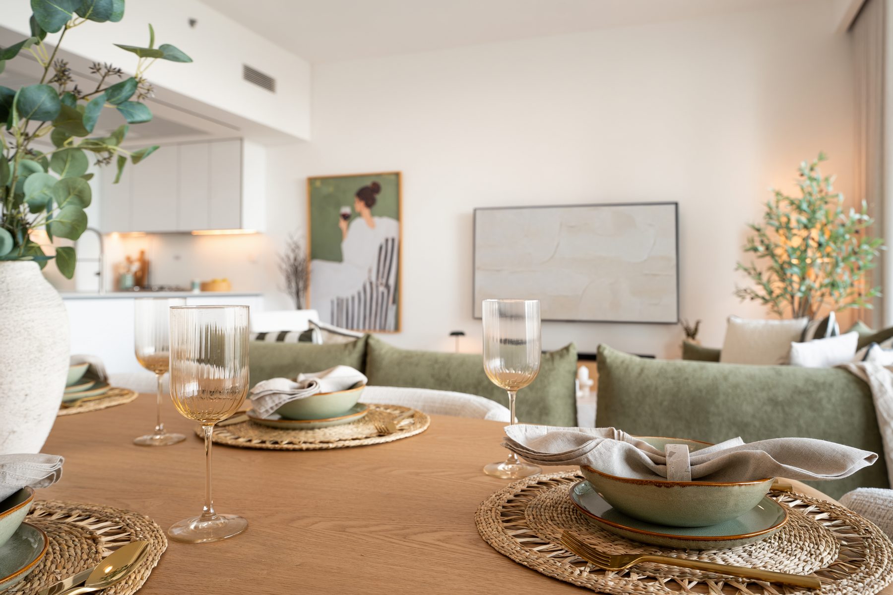 Styled apartment dining table in a furnished Dubai home